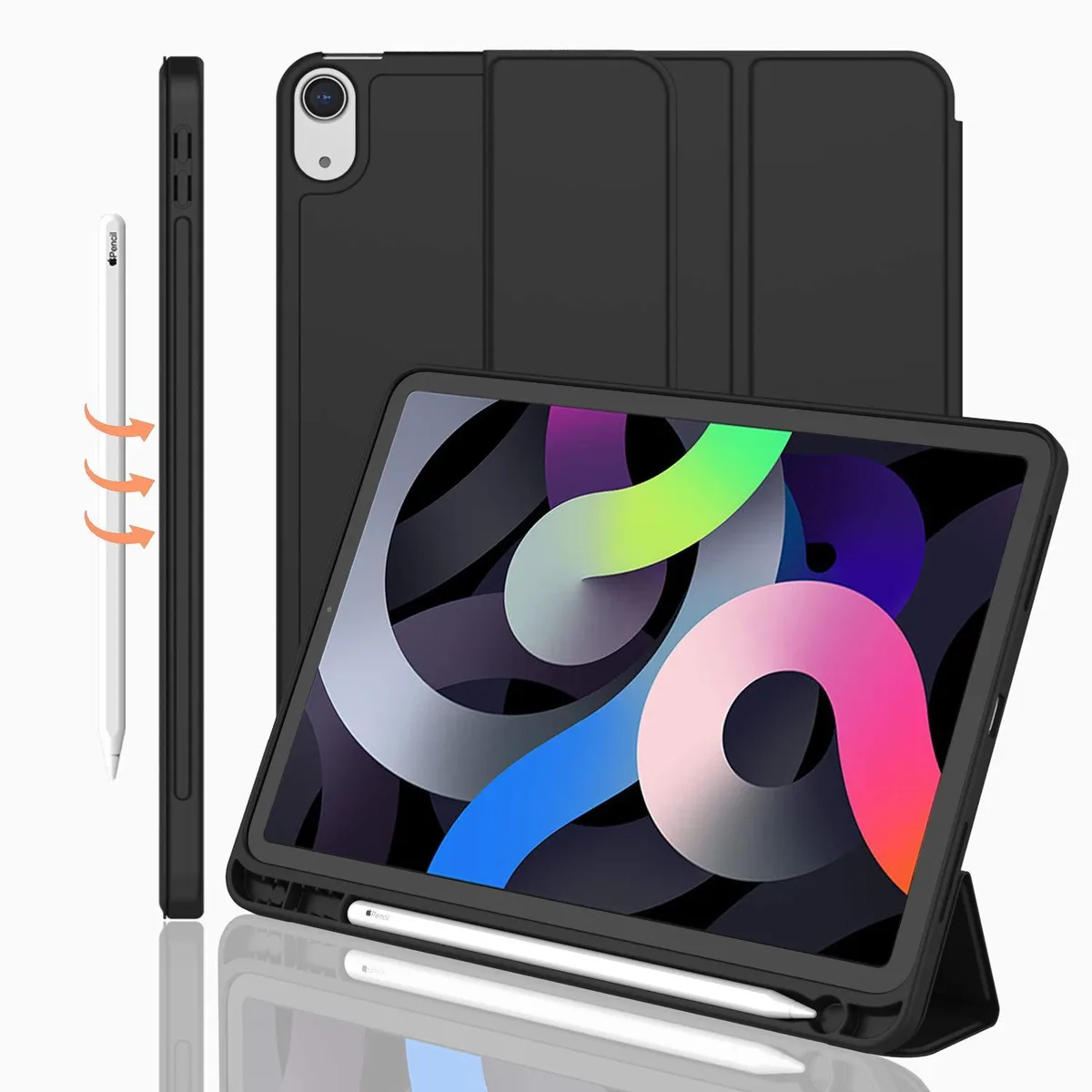  iMieet iPad Air 11-inch Case Black Pencil Holder Trifold Stand — product photo