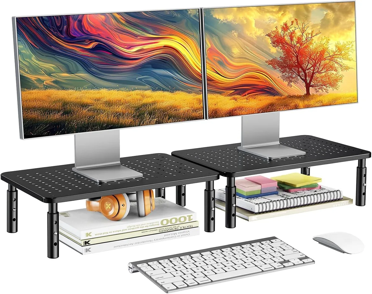 No Sew No Sew HNLL3K2 monitor stand 2-pack black 15.4 x 9.8 x 1.3 inches — product photo