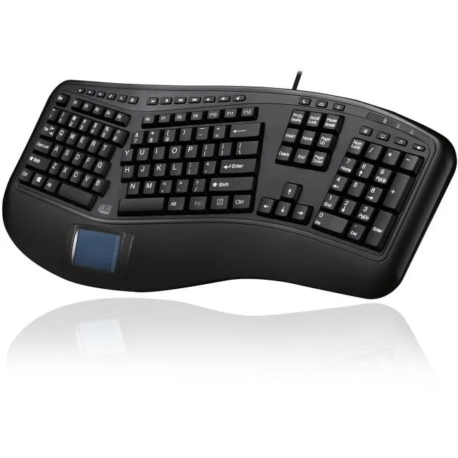 Adesso Adesso AKB-450UB Ergonomic Touchpad Keyboard Wired USB 104 Keys 20 Hotkeys — product photo