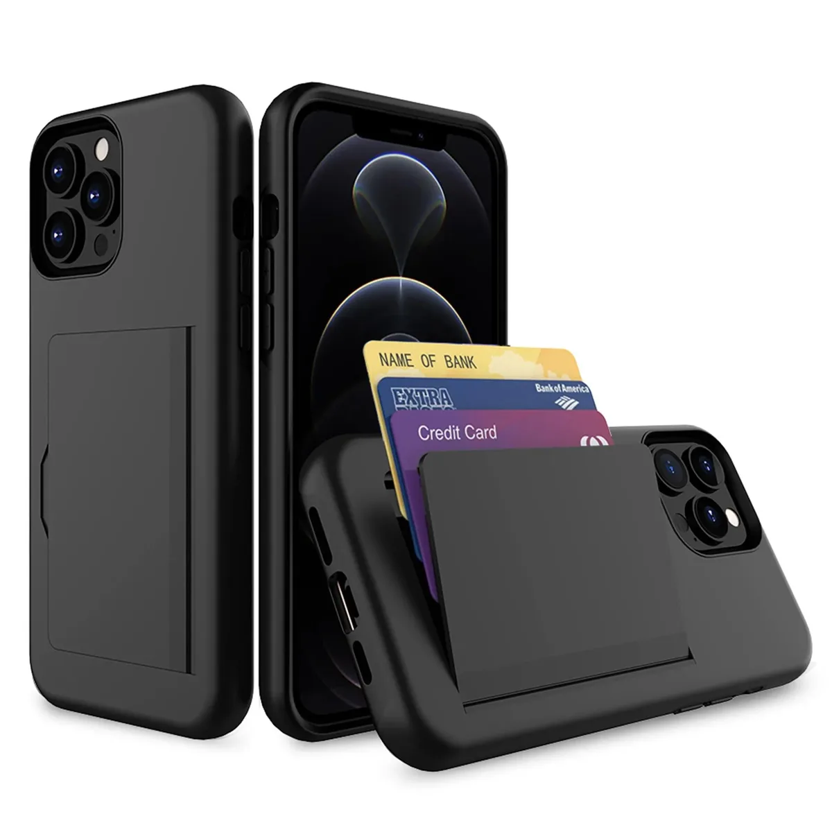 Rome Tech iPhone 13 Pro dual-layer wallet case with card slots and kickstand