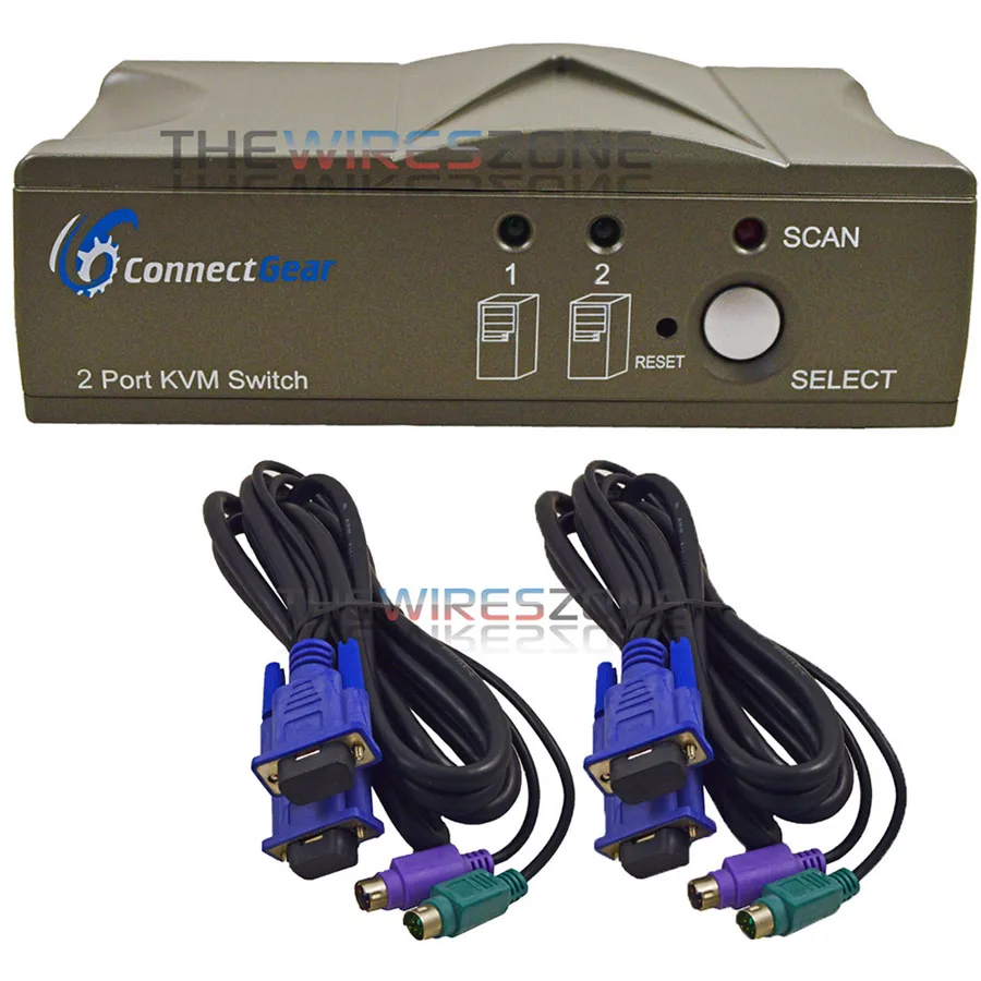 Compact grey box with front push buttons and rear PS/2 and VGA ports