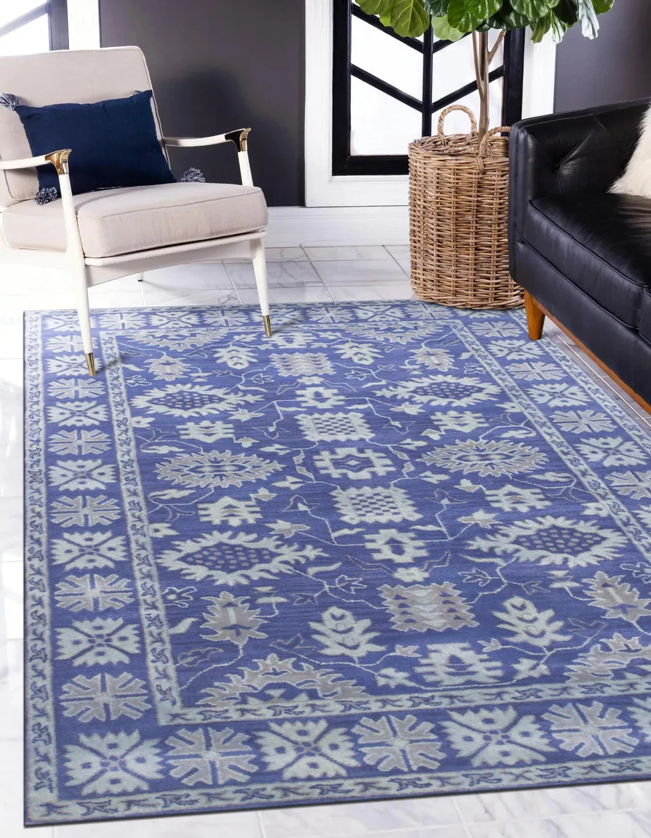 EORC EORC Hand-Tufted Wool Blue Oriental Overdyed Area Rug — product photo
