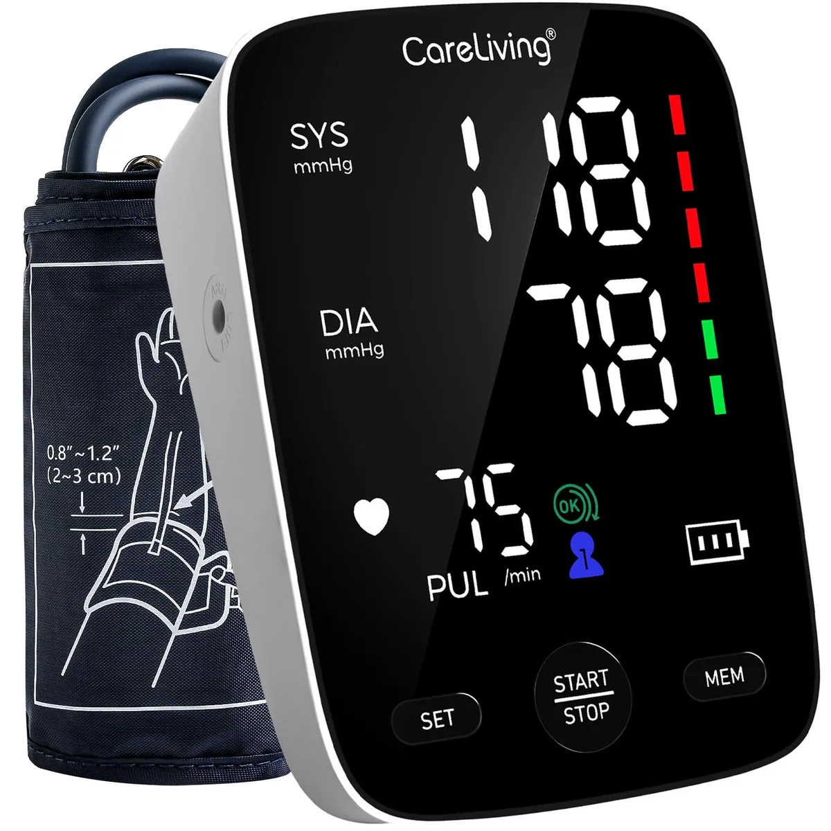  CARELIVING FC-BP121 Blood Pressure Monitor 199×2 Memory 22–42 cm Cuff — product photo