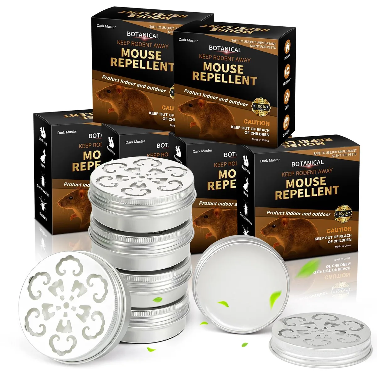 Six small white tubs with peel-off film and 3M adhesive backing