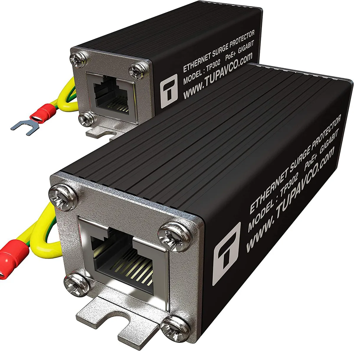 BFKK BFKK Ethernet Surge Protector PoE+ 2 Pack RJ45 Gas Discharge Tube 10/100/1000 Mbps CAT6 CAT5e Mounting Flange — product photo