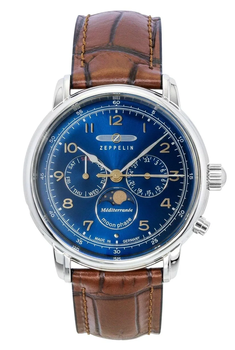 Graf Zeppelin Graf Zeppelin 100 Jahre Mediterranee Moonphase 42.00 mm Blue Dial Leather Strap 96363 watch — product photo