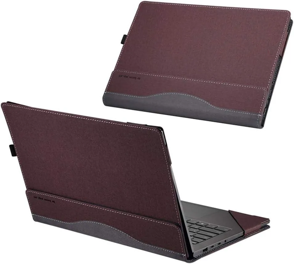 Wine red hard-shell laptop case with linen-textured finish