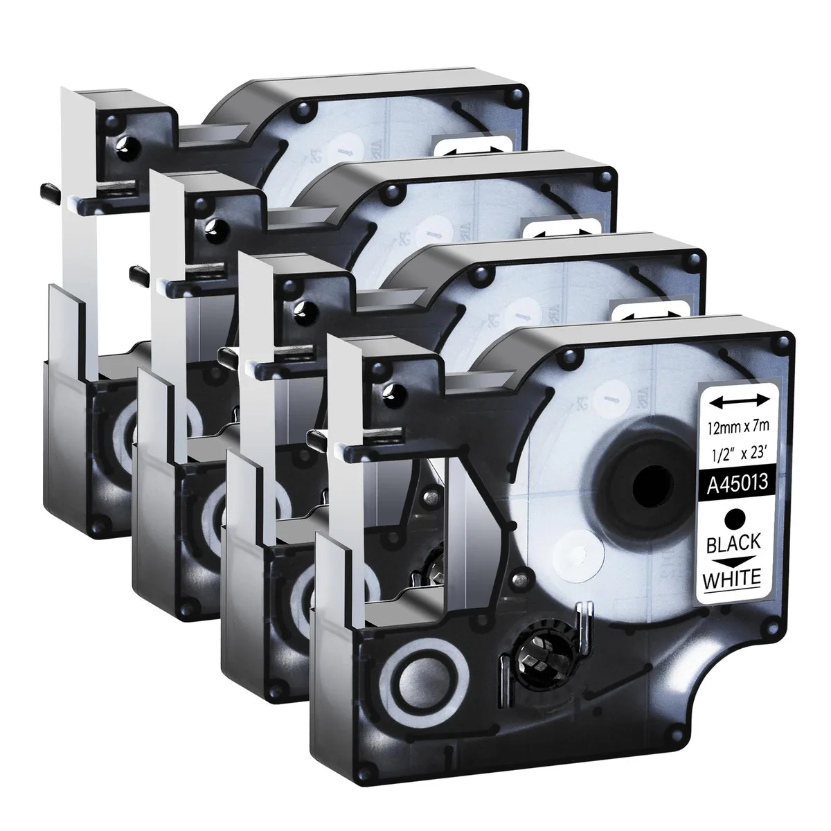 GREENCYCLE GREENCYCLE 4Pack D1 Label Tape 12mm 23ft Black on White — product photo