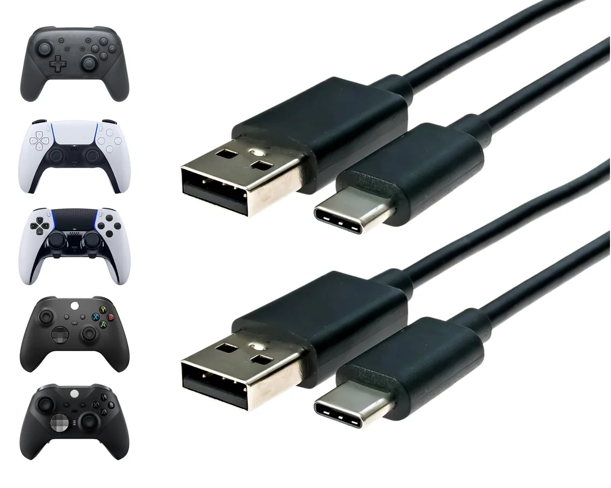 Crazy Controllerz USB-C Charging Cable 9ft 2-Pack Black — product photo