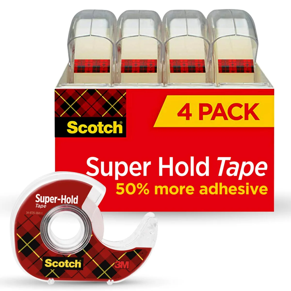  Scotch 4198 Super Hold Tape 3/4 in x 650 in 4 Rolls with Dispenser — product photo