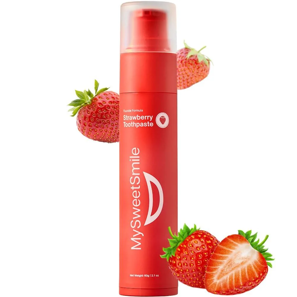 White 60g tube with strawberry graphics, flip-top cap