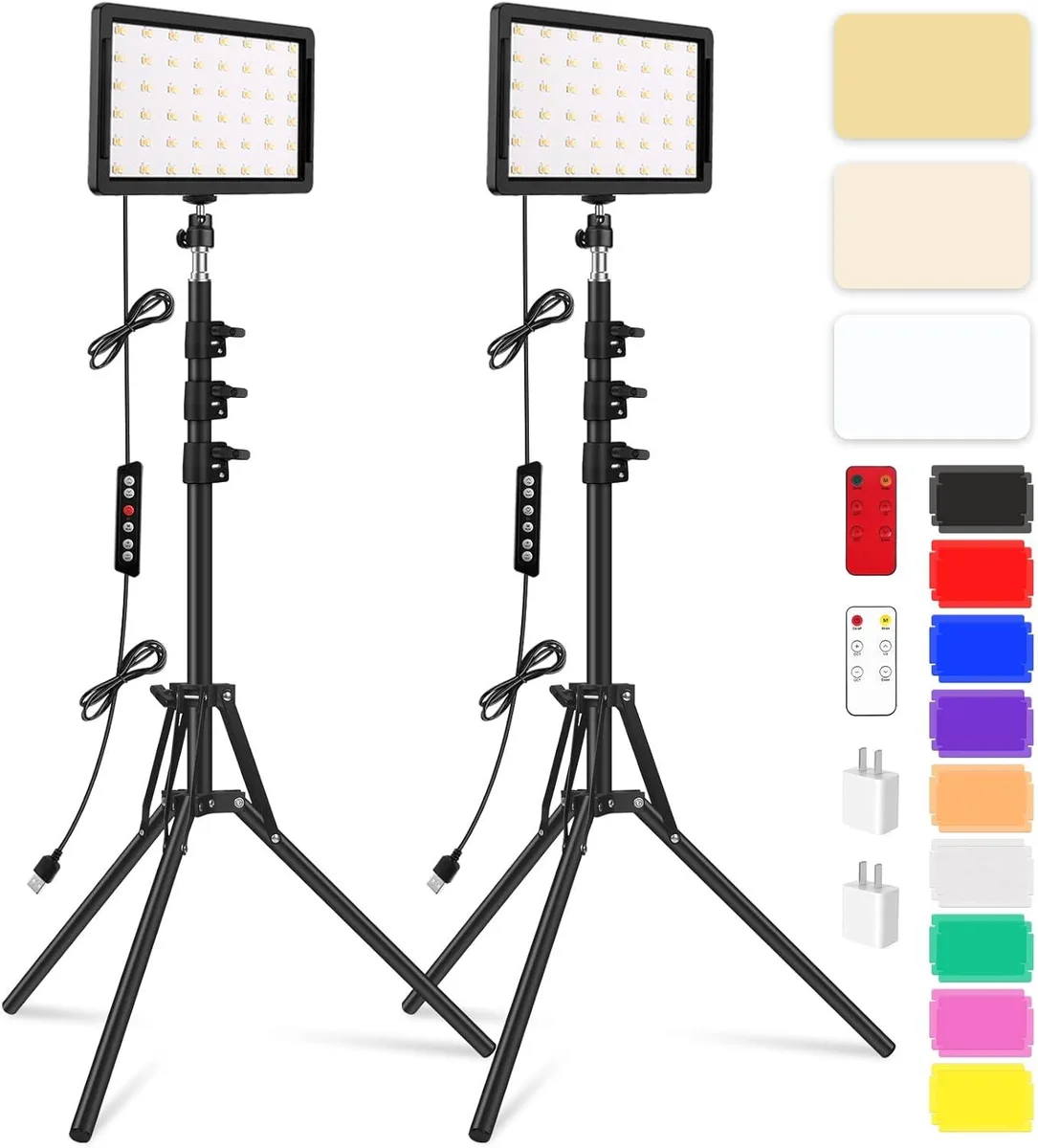 RUOCLRIS RUOCLRIS 2-Pack LED Video Light Kit 2400-6800K 96 SMD 61.99" Tripod — product photo