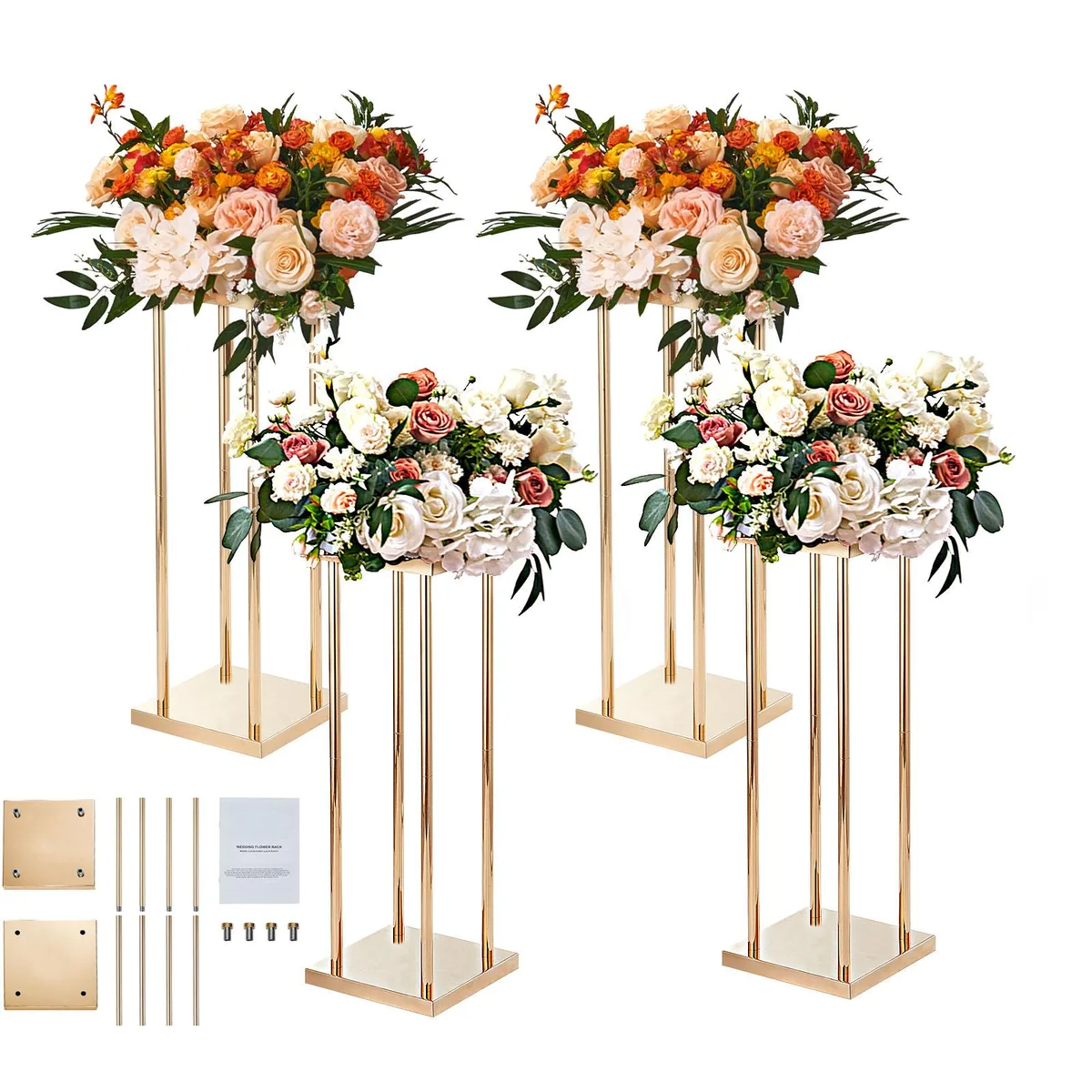 VEVOR VEVOR 4PCS Gold Metal Column Wedding Flower Stand 31.5inch High With Metal Laminate — product photo
