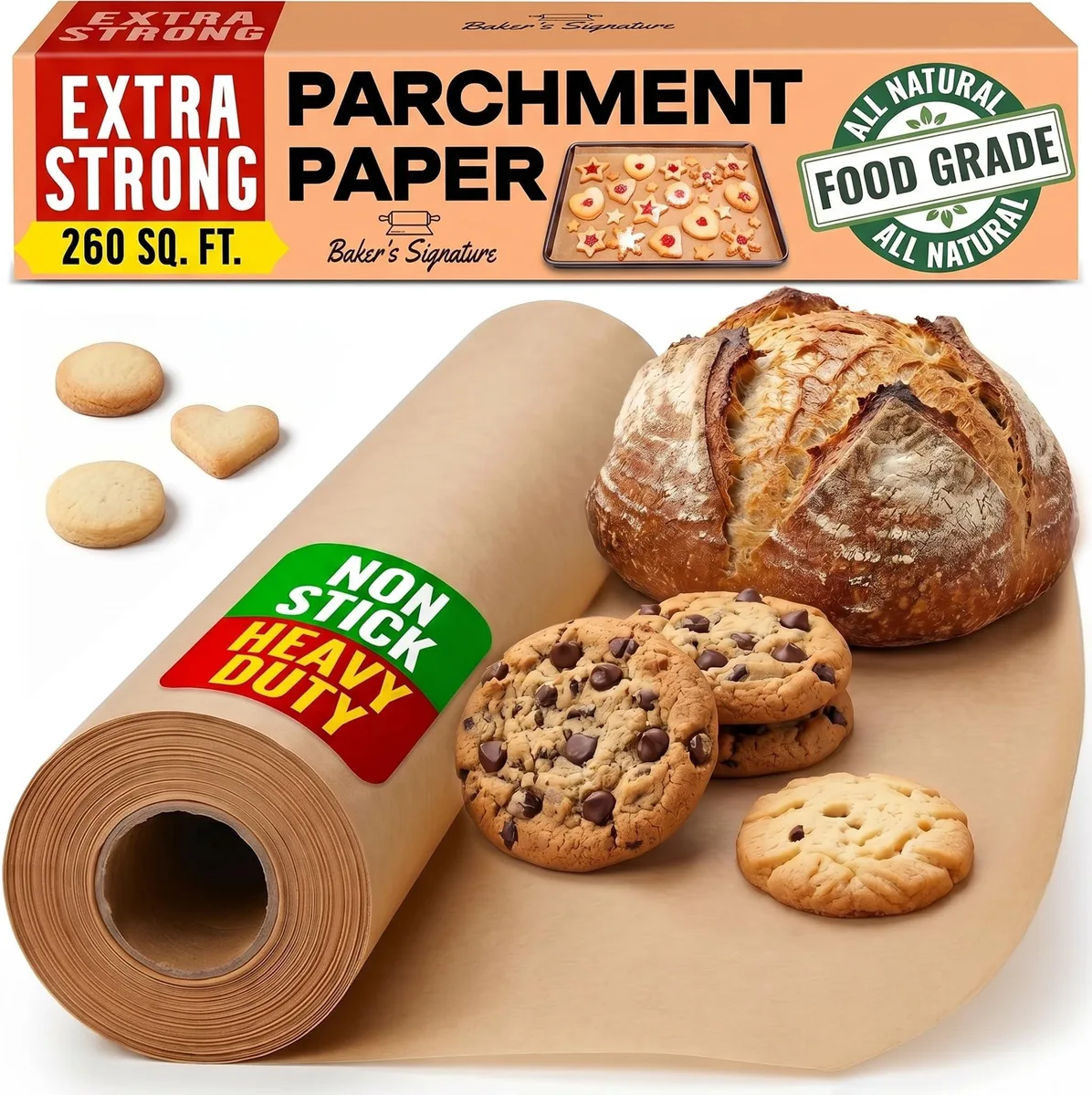  Baker's Signature Unbleached Parchment Paper Roll 260 Sq.Ft with Cutter — product photo