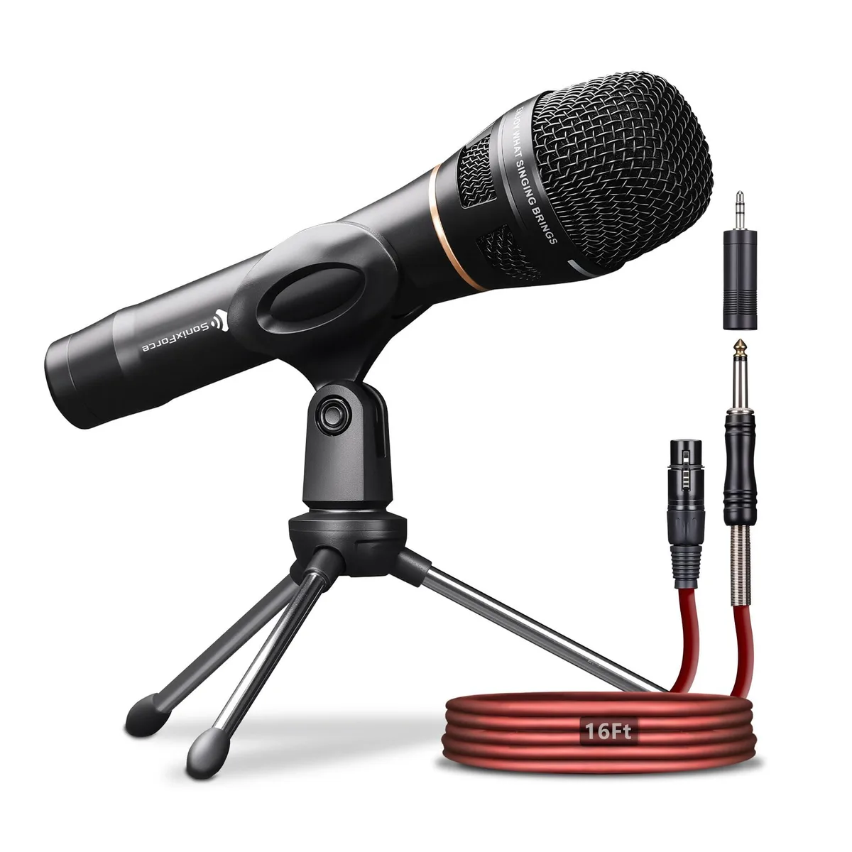  SonixForce SF01 Dynamic Microphone Black with 16ft XLR to 1/4" Cable — product photo
