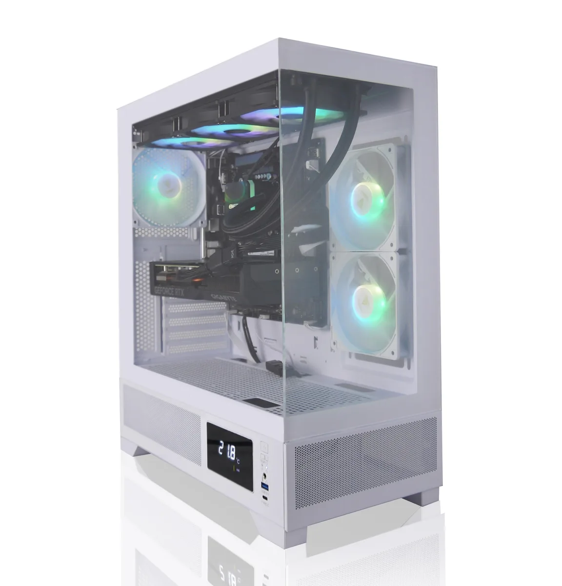 AVGPC AVGPC Whirlwind Gaming PC Ryzen 7 9700X RTX 5070 32GB DDR5 1TB NVME 360mm AIO White — product photo