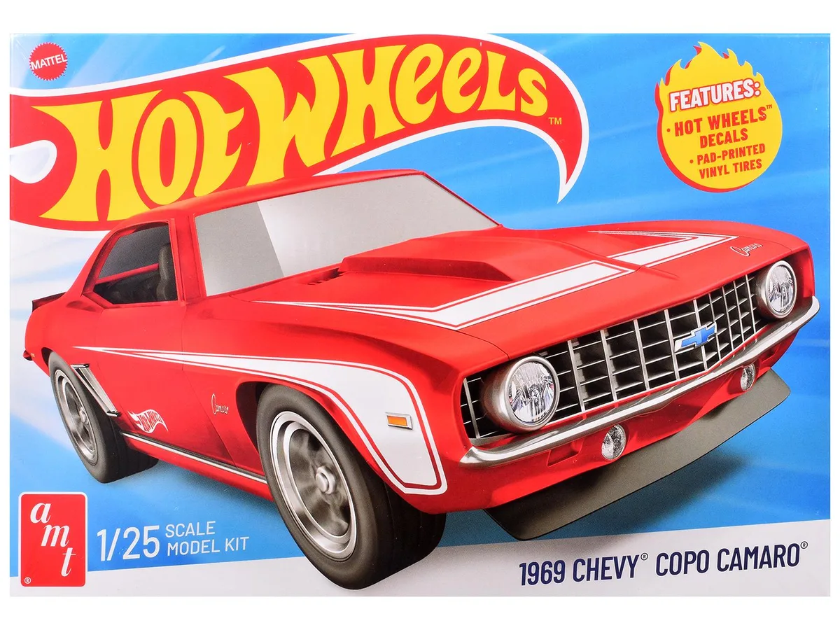 AMT AMT AMT1497 1/25 Scale 1969 Chevrolet COPO Camaro Model Kit 81 Parts hobby collectible — product photo