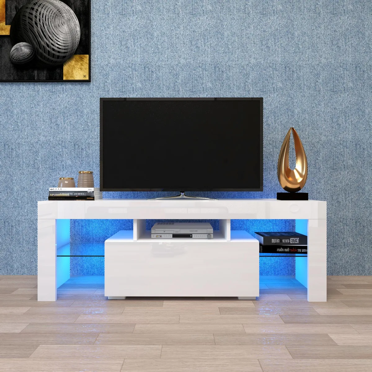 tuphen tuphen White TV Stand 130×35×45cm LED Light — product photo