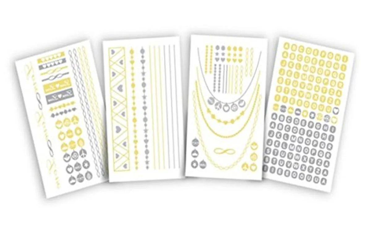 Allstar Allstar HJ011432 Metallic Temporary Tattoos Peace &amp; Love 4 Sheets Gold — product photo