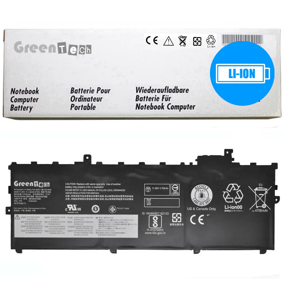 NShi NShi SB10K97587 laptop battery ThinkPad X1 Carbon 5th Gen 11.52V 57WH 3 Cell — product photo