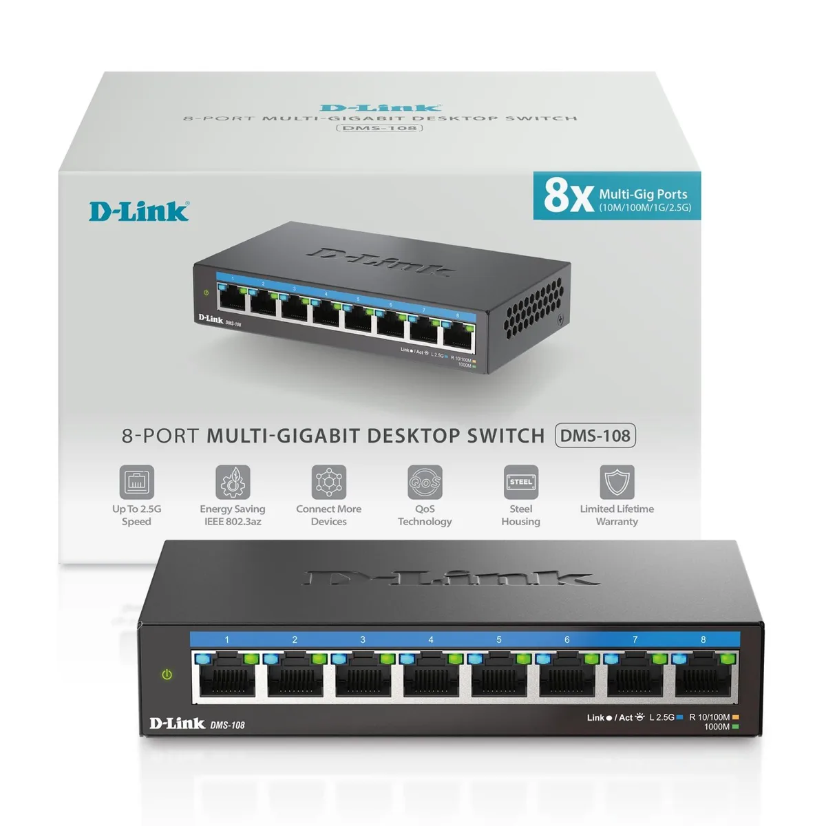  NETGEAR ProSafe DMS-108 8-Port 2.5G Unmanaged Switch — product photo