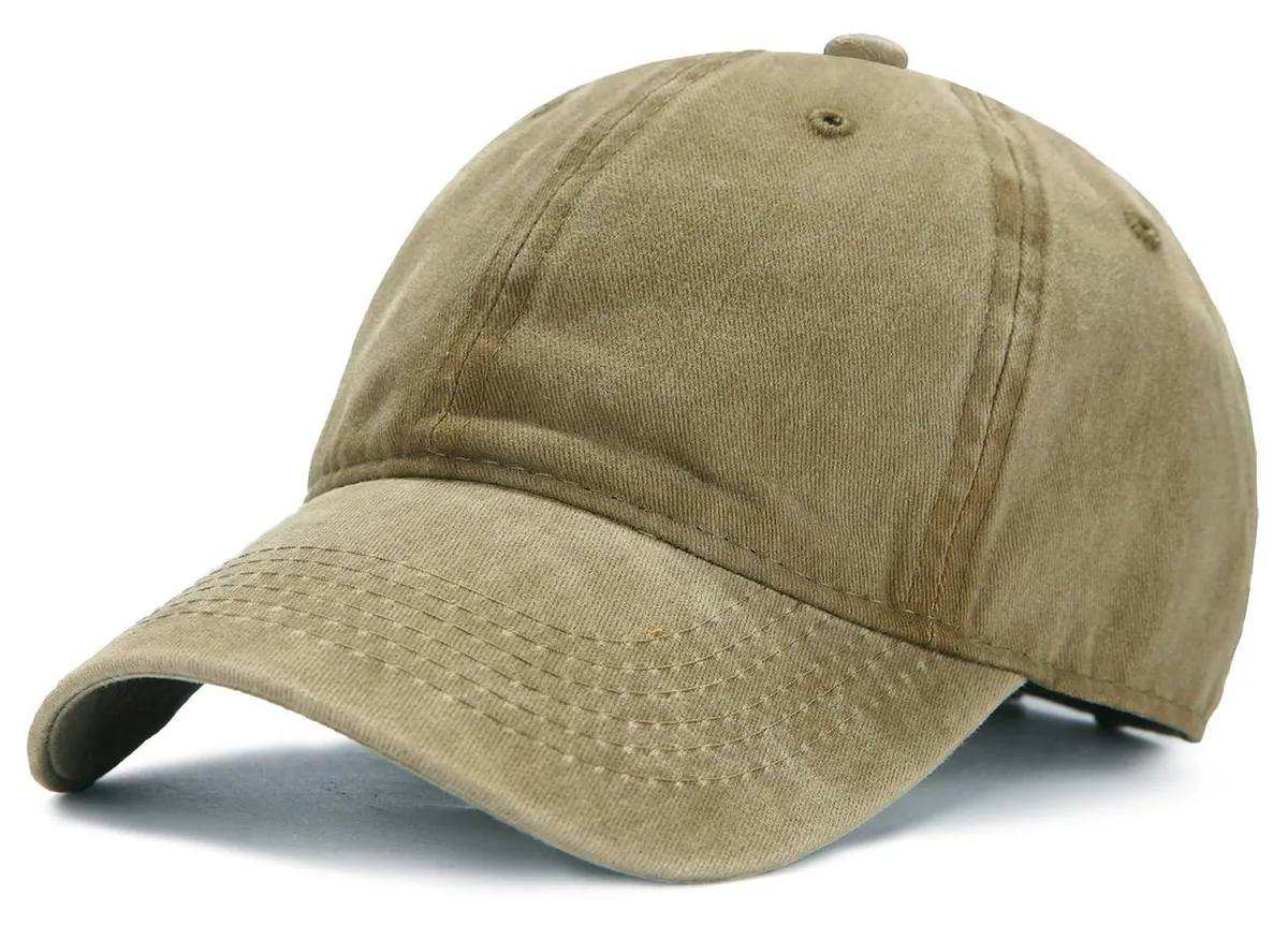  Hat008-Khaki Black Polyester Baseball Cap — product photo
