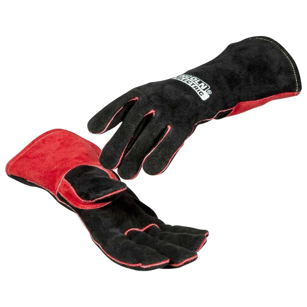 Brown split cowhide welding gloves with Kevlar stitching, medium size