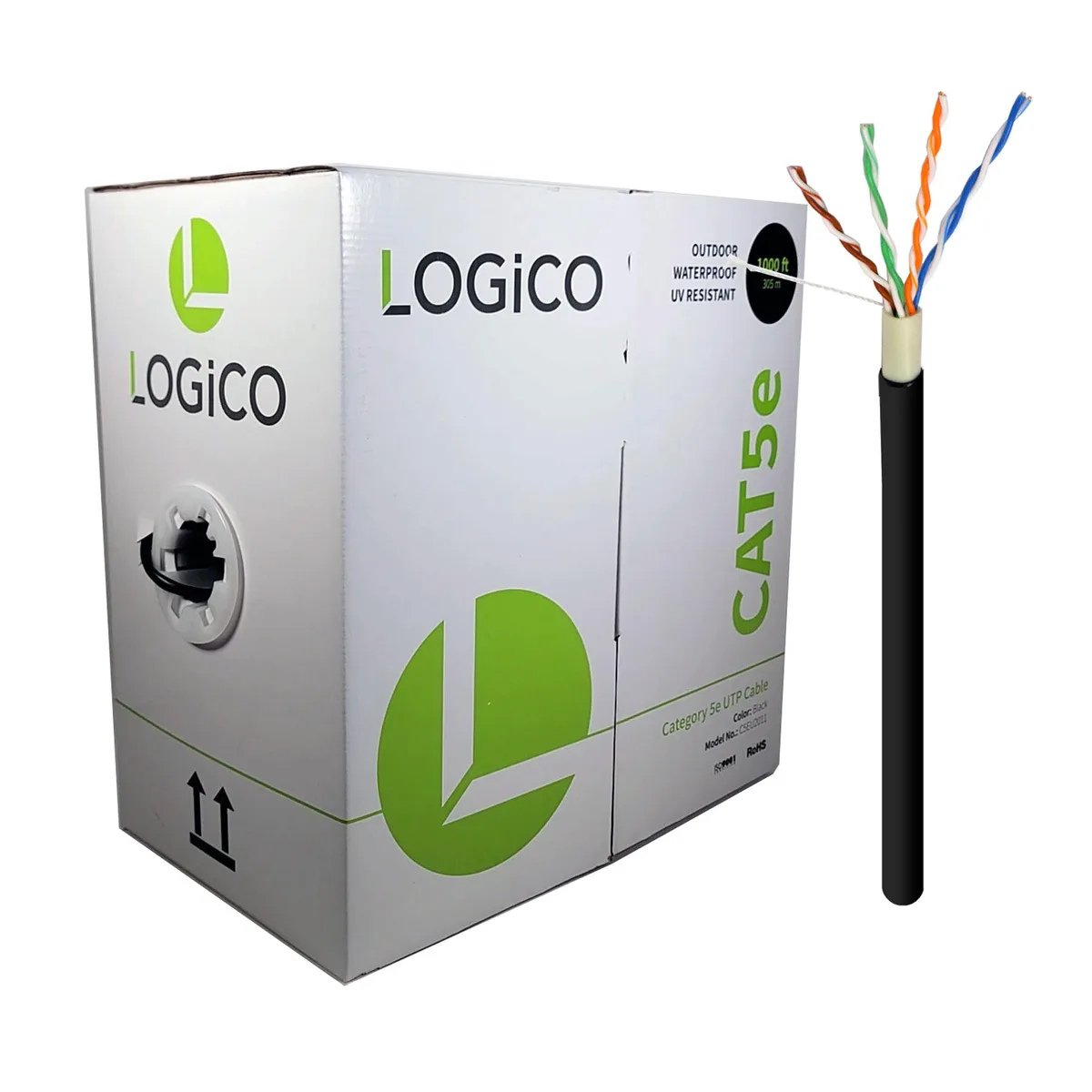 Logico Logico Cat5e UTP Outdoor Direct Burial Cable 350MHz 1000ft Black — product photo