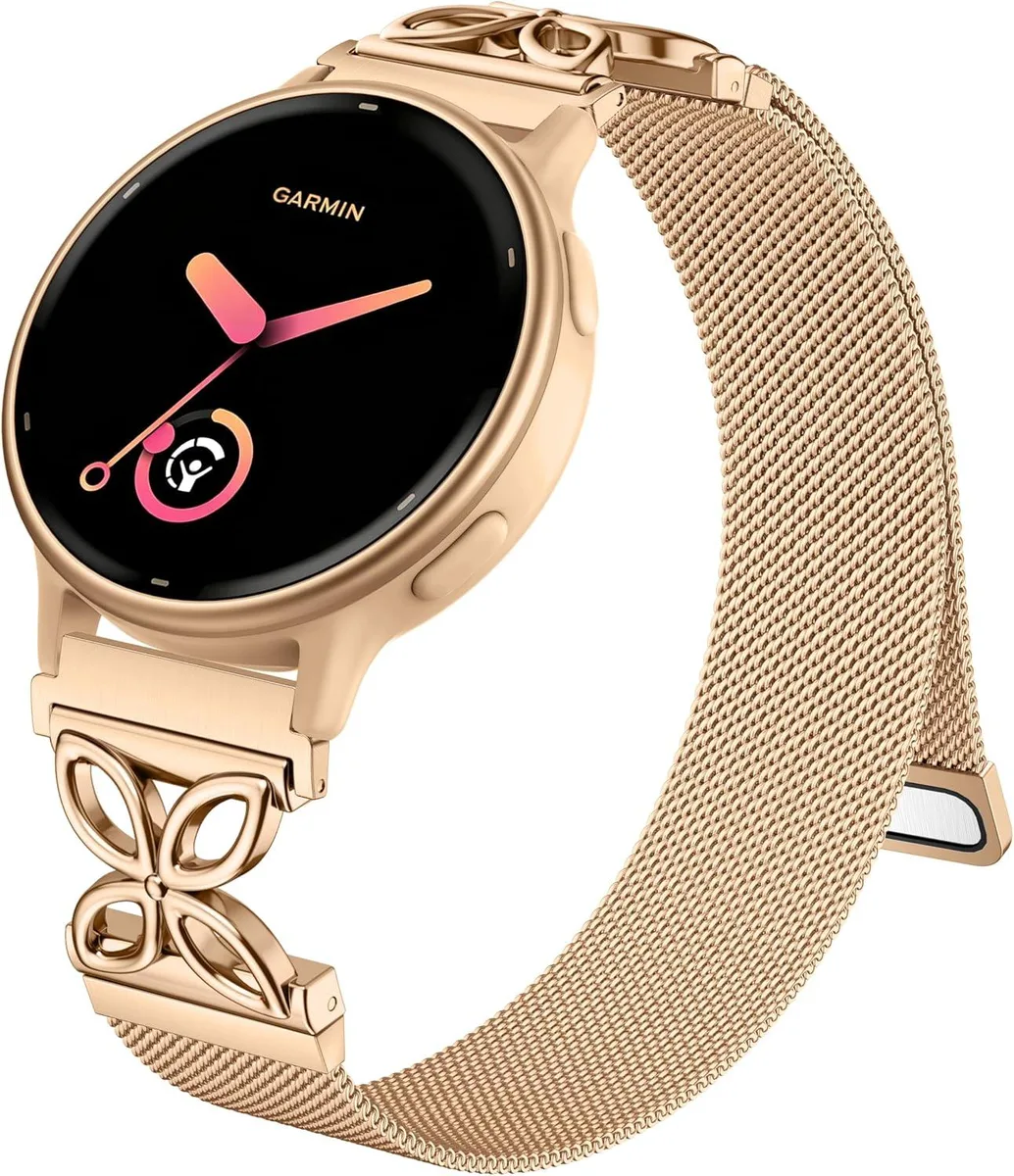 ETEIZU ETEIZU 20mm Floral Stainless Steel Magnetic Mesh Watch Band — product photo