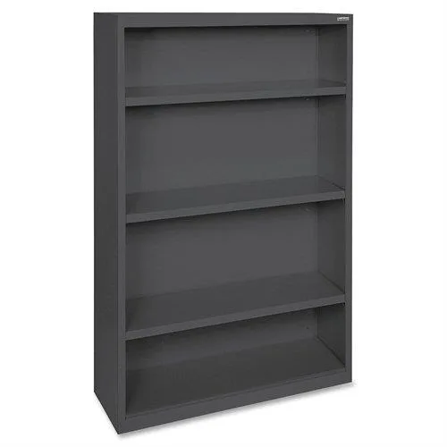 Lorell Lorell 41288 Steel Bookcase 4-Shelf 60"H x 34.5"W x 13"D Black office furniture — product photo