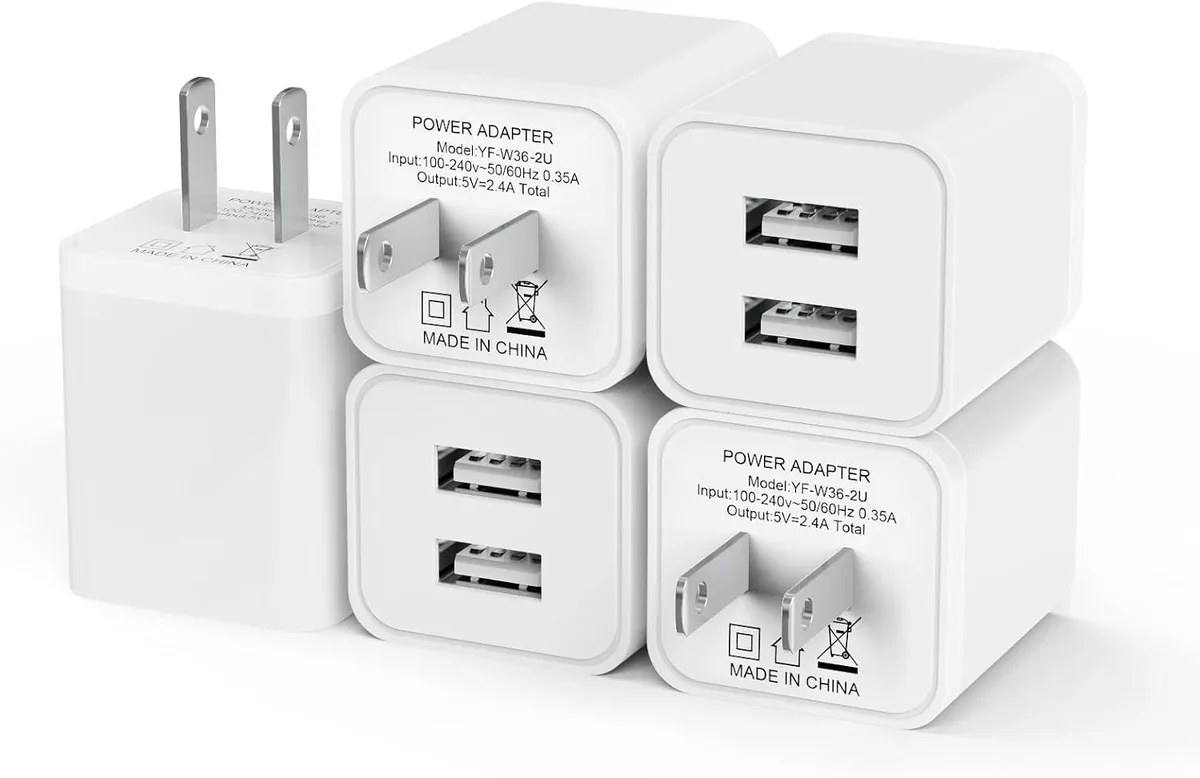 ONITOON ONITOON 5-pack 2.4 A dual-port USB wall charger, white — product photo