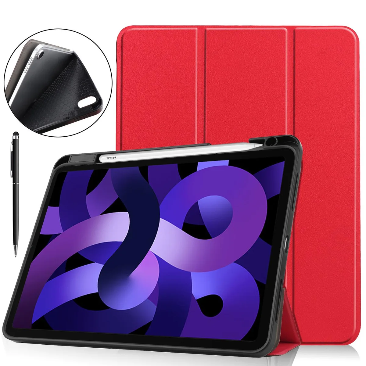 Werleo Werleo iPad Air 11" M3 2025 / M2 2024 / 5th 2022 / 4th 2020 Slim Smart Stand Cover with Pencil Holder Red — product photo