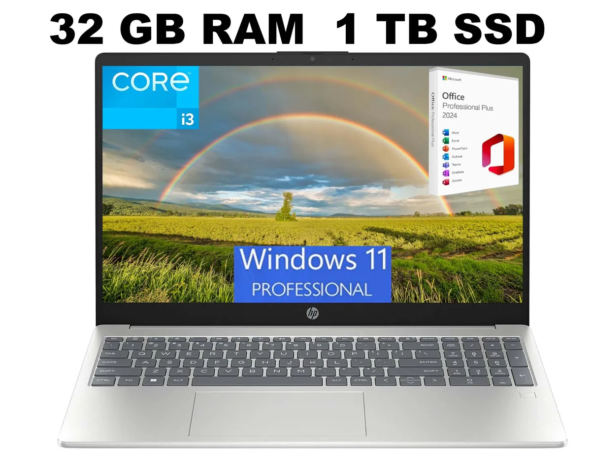 HP HP 15 laptop 15.6" FHD Core i3-N305 32GB 1TB SSD Silver — product photo