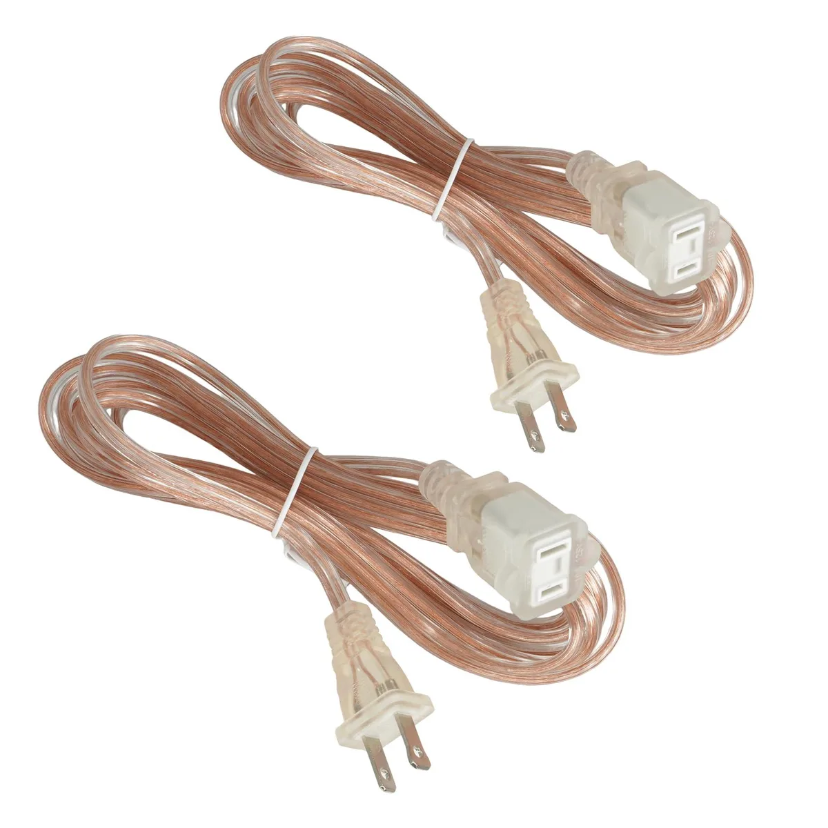  Lpins 2 Pack 10FT 18AWG Clear NEMA 1-15P Power Extension Cord — product photo