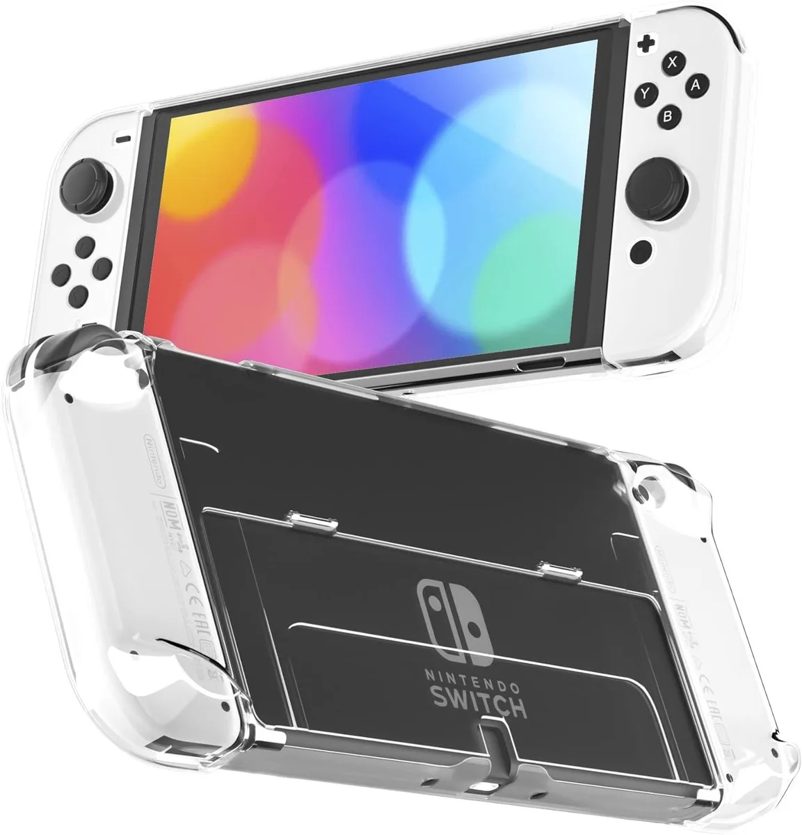 PISKEKAT PISKEKAT 3-in-1 Transparent Case for Nintendo Switch OLED, Clear Dockable Shell with Comfort Grip — product photo