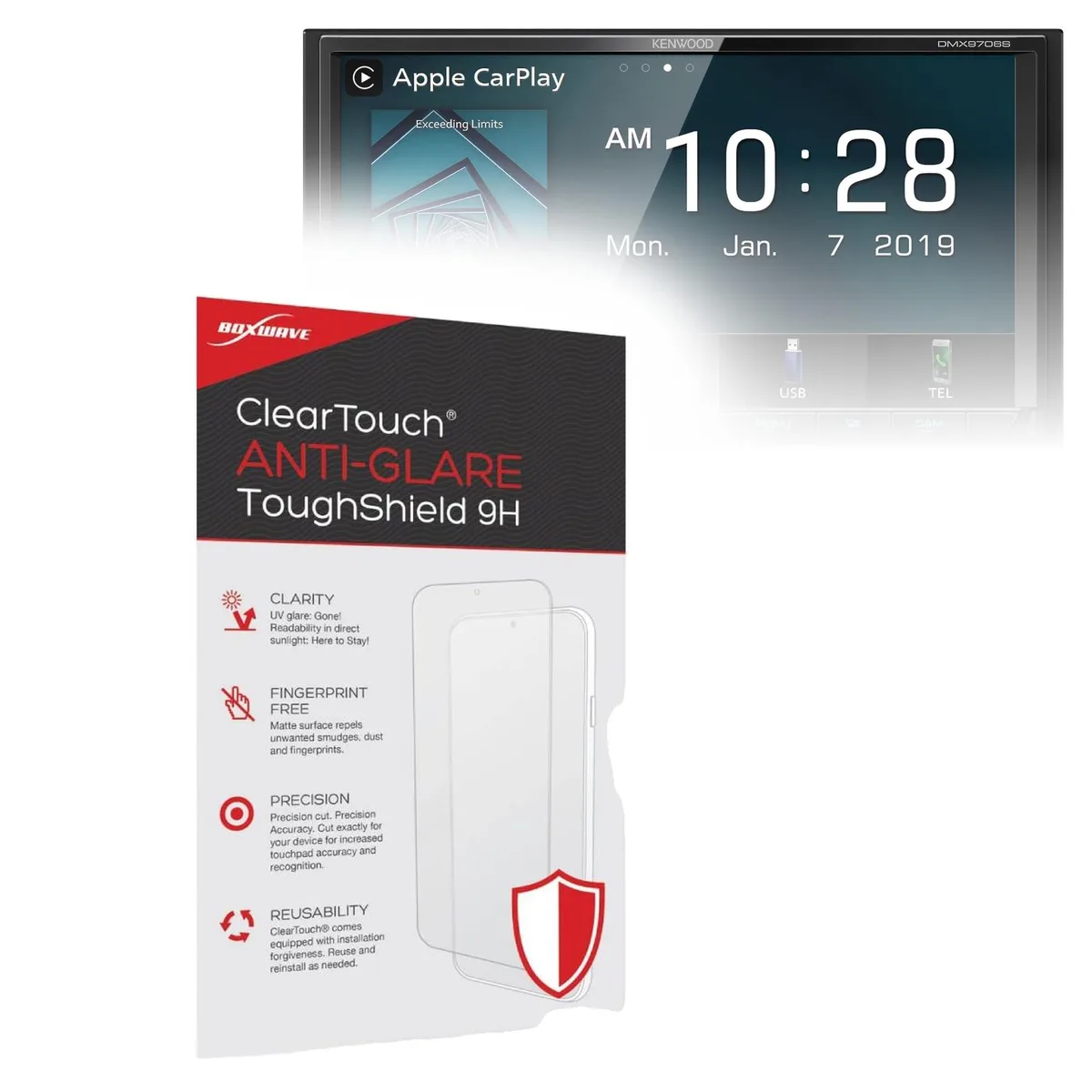 Boxwave Boxwave ClearTouch Anti-Glare ToughShield 9H Screen Protector for Kenwood DMX9706S 2-Pack — product photo