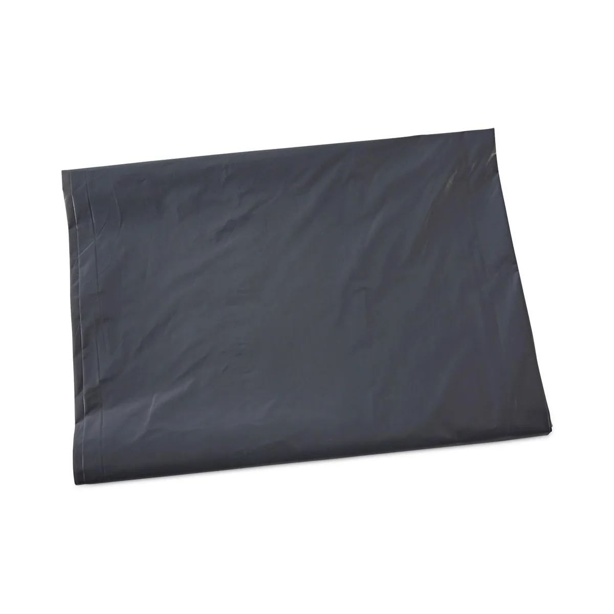 Carton of 100 flat-packed gray 60-gallon can liners 38 by 58 inches