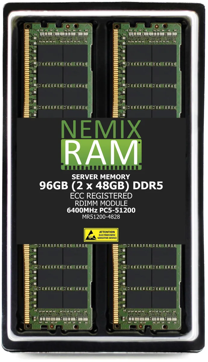 NEMIX RAM NEMIX RAM 96GB 2x48GB DDR5 6400 ECC Registered RDIMM for Supermicro H14SSL-N memory upgrade — product photo