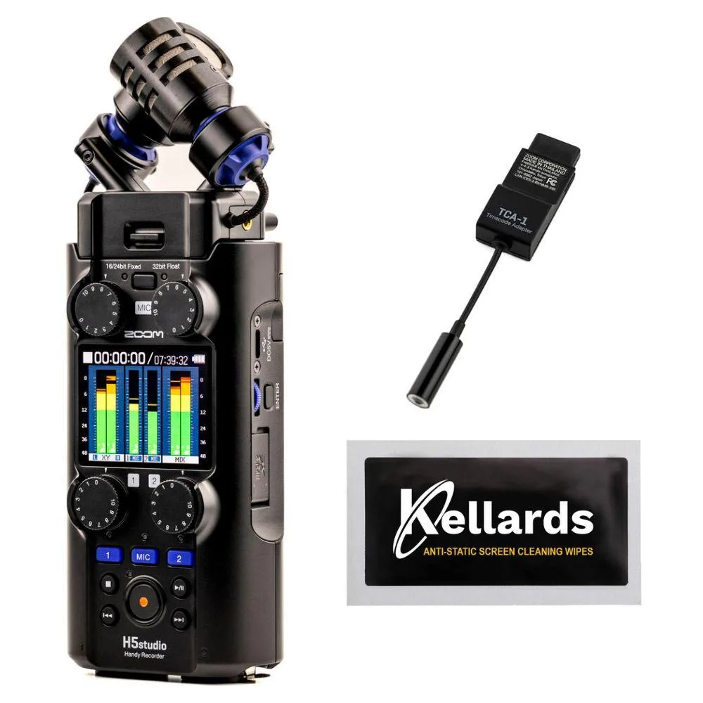 Zoom Zoom H5studio Voice Recorder with TCA-1 Timecode Adapter and Screen Cloths — product photo