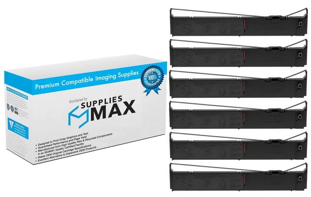 SuppliesMax SuppliesMax Black Printer Ribbon 6-pack for Epson DFX-9000/DFX-9000N/DX-9000 (S015384) — product photo