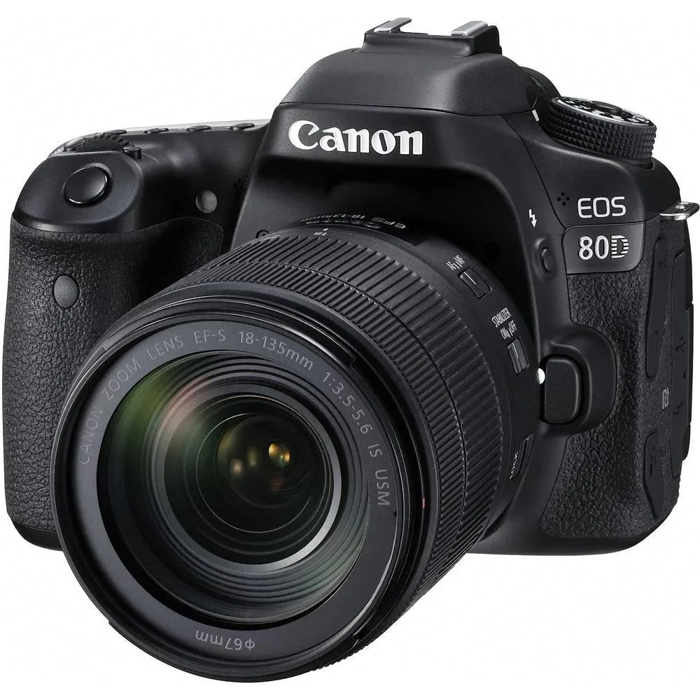 Canon Canon EOS 80D 24.2MP APS-C DSLR camera with 18-135mm lens — product photo