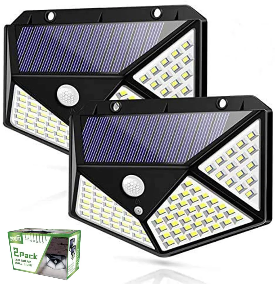 P2, Inc. P2, Inc. 270° 100 LED Solar Flood Light 2-Pack 1000lm — product photo