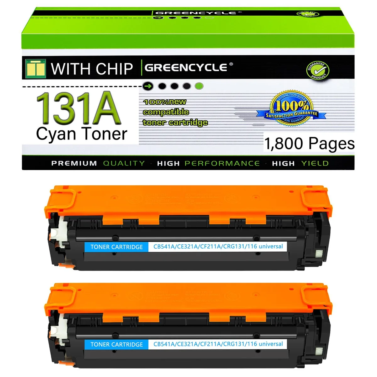 GREENCYCLE GREENCYCLE 2 Pack CF211A Cyan Toner Cartridge 131A 1800 pages — product photo