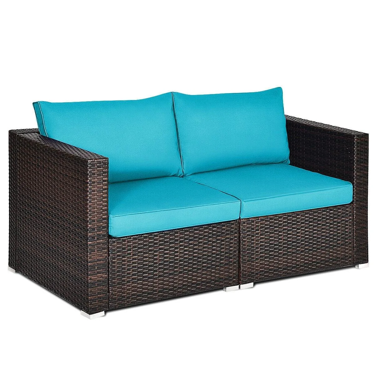 SlickBlue SlickBlue 2-Piece Patio Rattan Sectional Sofa Set — Blue — product photo