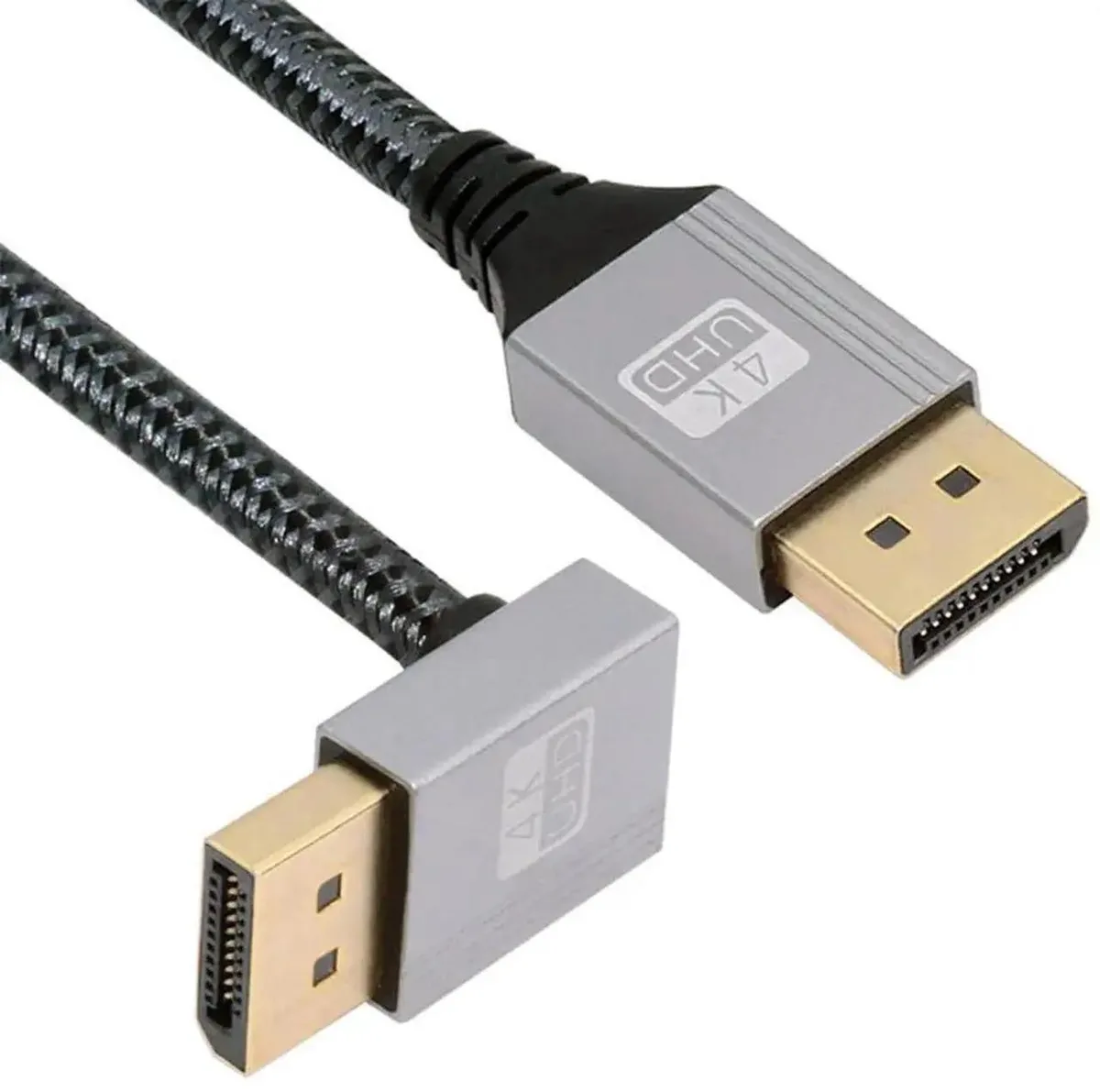SMUGDESK SMUGDESK 90 Degree Down Angled DisplayPort Cable 1M Silver Sleeve 4K@60Hz — product photo