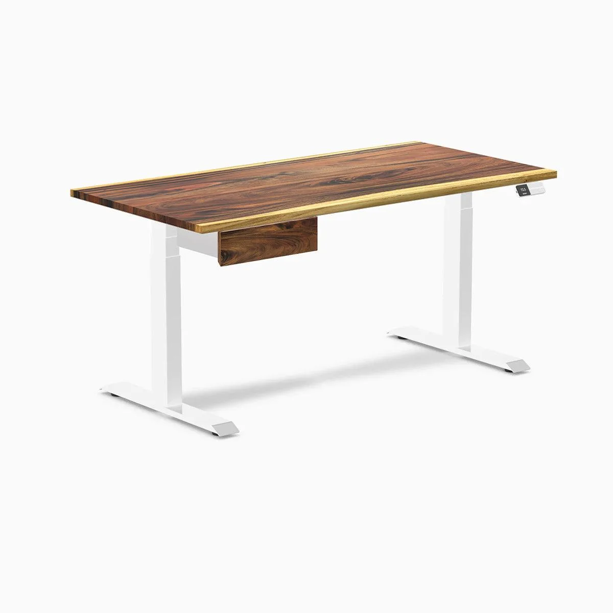 Desky Desky Dual Hardwood Standing Desk With Drawer Saman White 60 x 30 in — product photo