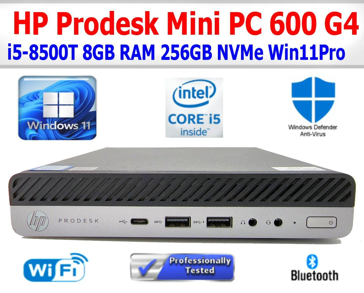 HP HP 600 desktop PC i5-8500T 8GB DDR4 256GB NVME Windows 11 Pro — product photo