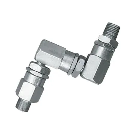 Grey metal Z-shaped grease fitting swivel with threaded ends