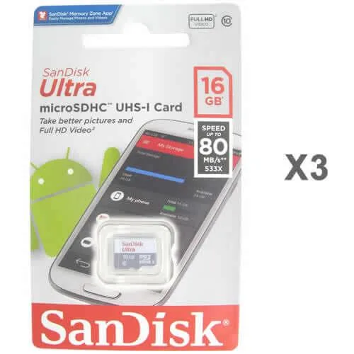 SanDisk SanDisk Ultra microSDHC 16 GB Class 10 3-pack — product photo