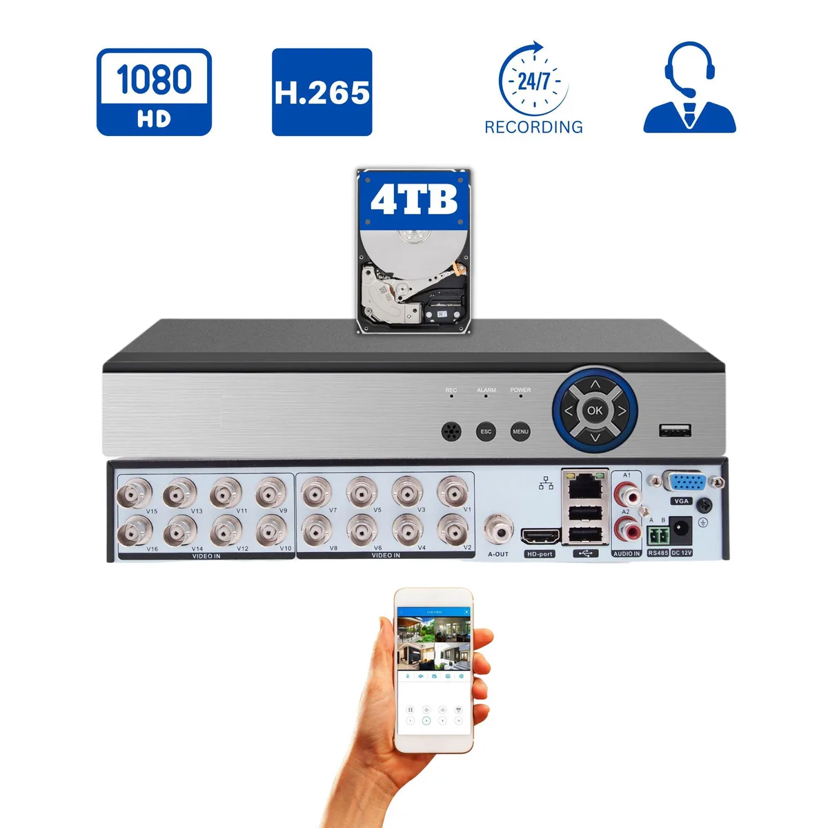 Evertech USA Evertech USA 16 Channel H.265 4TB Video Recorder — product photo